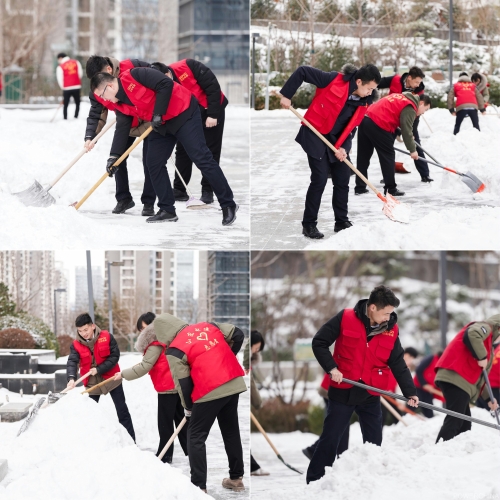 白雪更映“志愿紅”，山東電建公司志愿者掃雪除冰在行動(dòng)